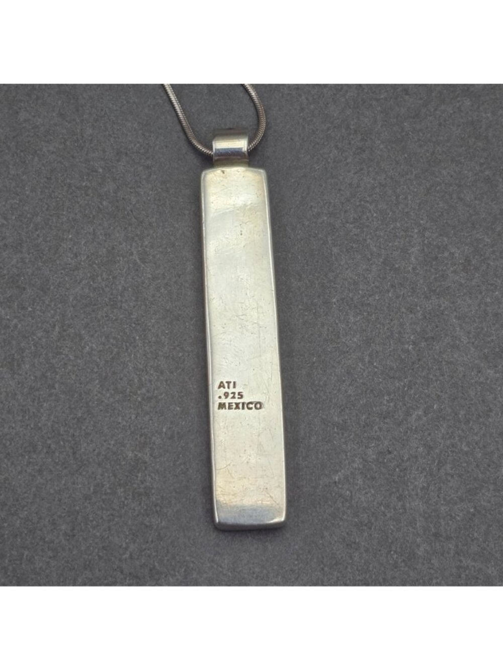 Vintage Sterling Silver Turquoise Bar Pendant Necklace 18" 925 Southwestern ATI - Picture 10 of 16